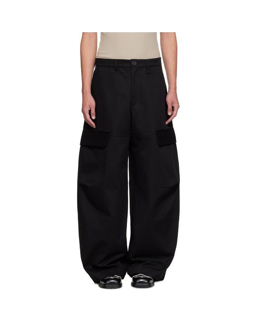 Simone Rocha Black Balloon Knee Pleat Cargo Pants for men