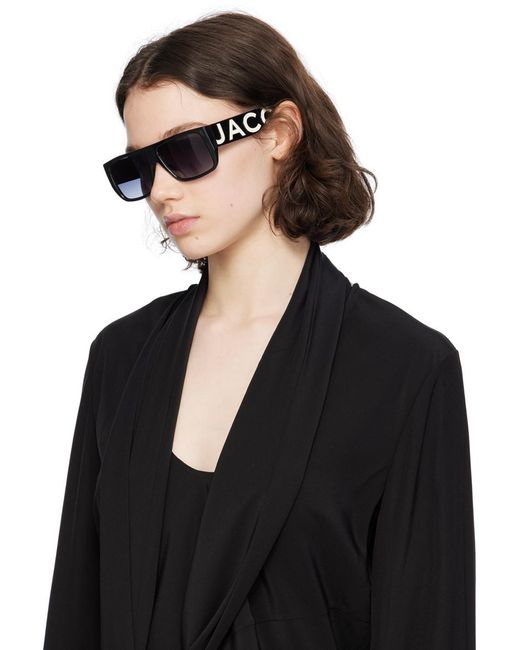 Marc Jacobs Black Text Logo Rectangular Sunglasses