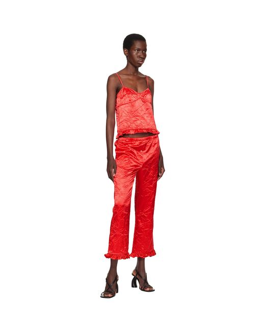 MERYLL ROGGE Red Creased Satin Slip Camisole
