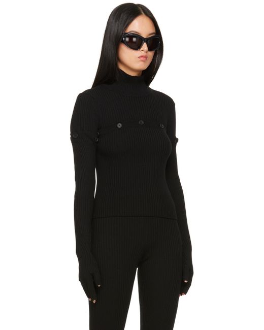 Jean Paul Gaultier Black Button Turtleneck