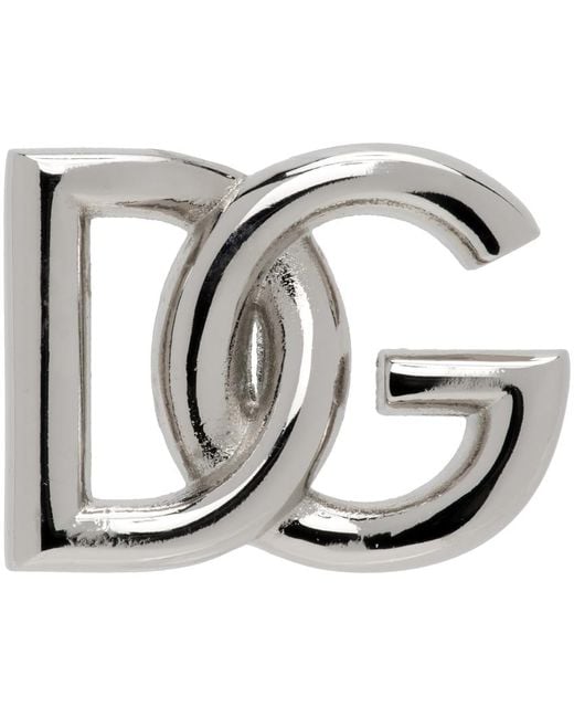 Dolce & Gabbana Metallic Dolce&gabbana Silver Dg Logo Pin for men