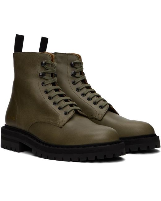 Common Projects Green Khaki Combat Boots for men