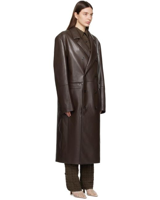 Nanushka Black Brown Sverre Leather Coat