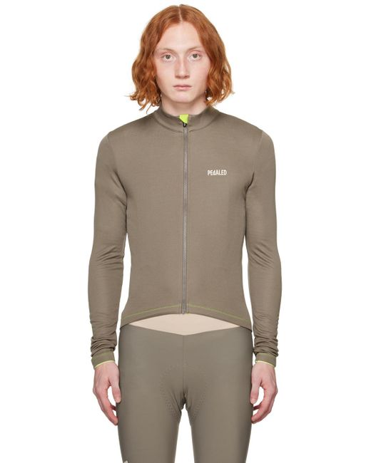Pedaled Brown Cycling Long Sleeve T-shirt for men
