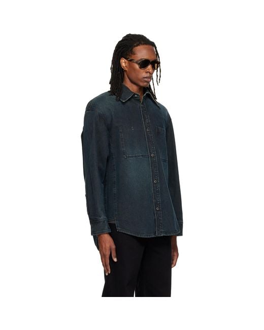 Wooyoungmi Blue Back Logo Denim Shirt for men