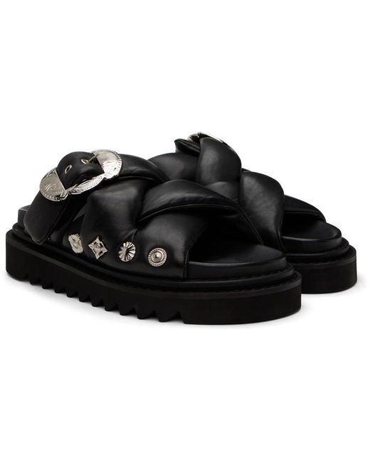 Toga Virilis Black Soft Leather Sandals for men