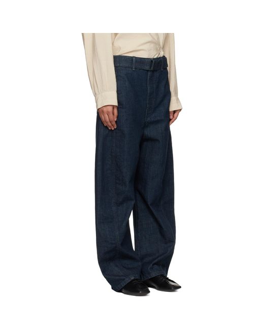 Lemaire Blue Twisted Belted Jeans