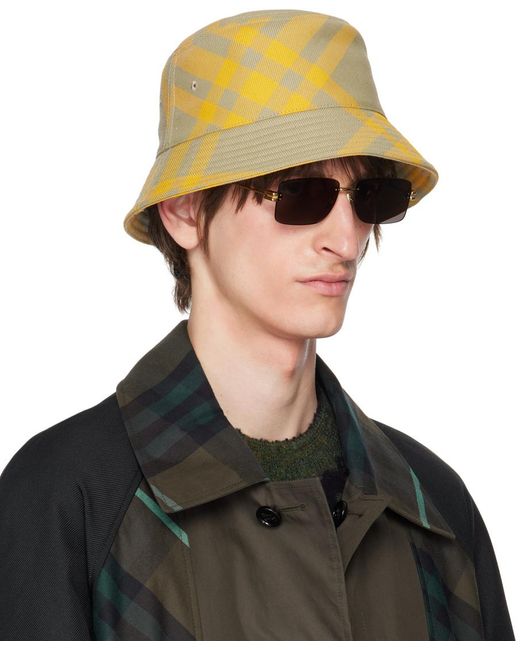 Chapeau bob jaune et gris à carreaux Burberry pour homme en coloris Green