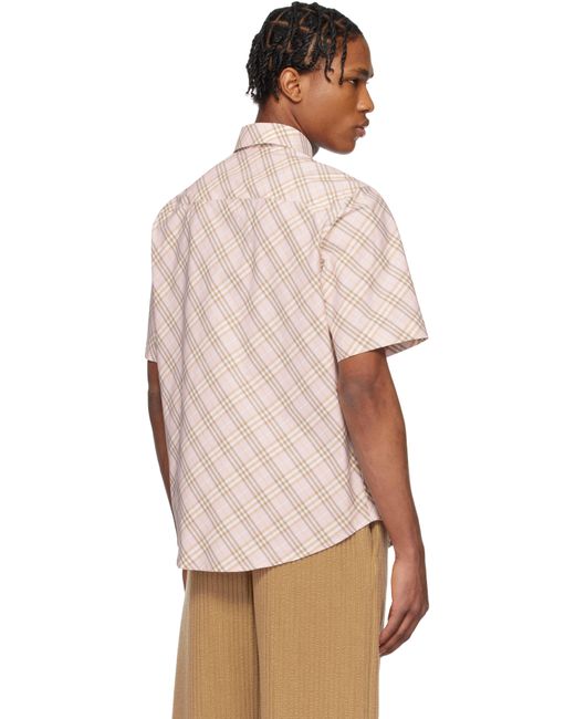 メンズ Burberry ピンク チェック コットン シャツ Natural