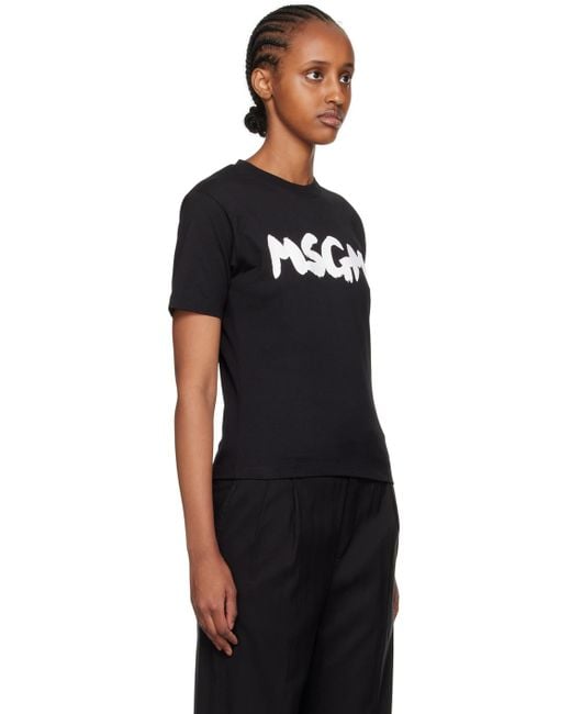 MSGM Black Printed T-shirt