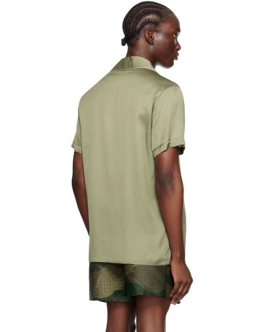 Balmain Green Tiger Print Shirt for men
