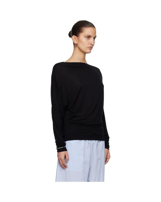 Totême Black Boatneck Jersey T-Shirt