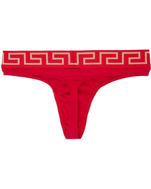 String rouge à taille à motif à clé grecque Versace pour homme en coloris Red