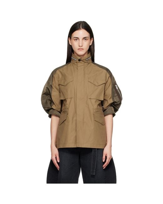 Sacai Brown Khaki Cotton Weather Jacket