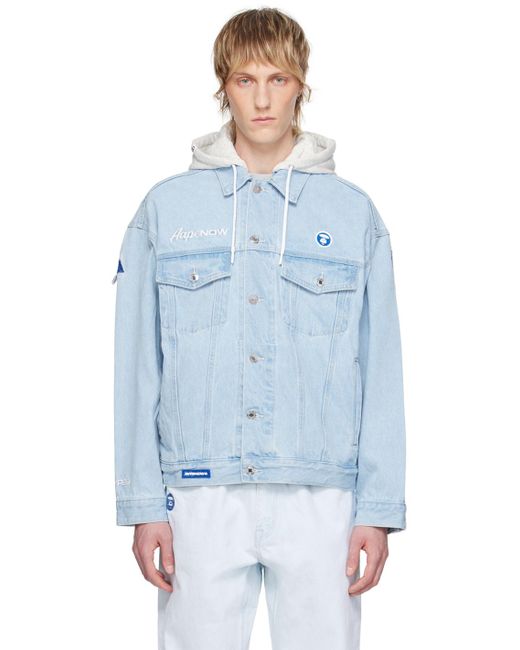 Aape By A Bathing Ape Blue Hooded Denim Jacket for men