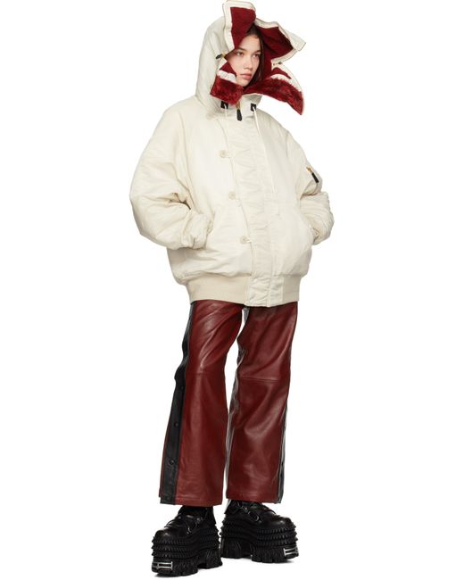 Doublet Off- Petal Mouth Hood Bomber Jacket in White | Lyst