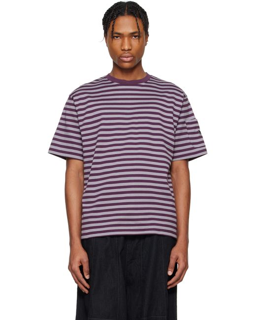 Needles Red Cotton Stripe T-Shirt for men