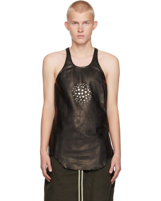Rick Owens Black Porterville Orb Leather Tank Top for men