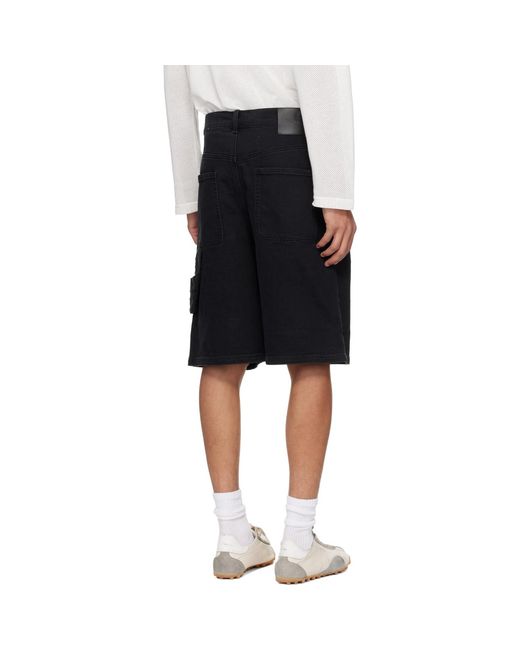 Courreges Black Hammer Denim Shorts for men