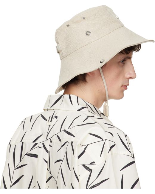Jacquemus White Off- La Croisière 'The De-Nîmes' Denim Bucket Hat for men