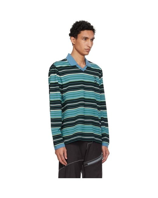 Craig Green Black Fred Perry Edition Overprint Long Sleeve Henley Polo for men