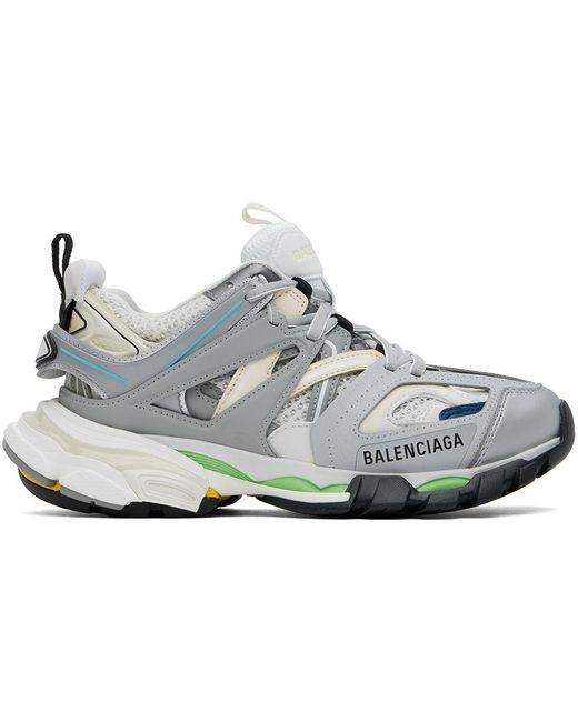 Balenciaga Black Silver & White Track Sneakers for men