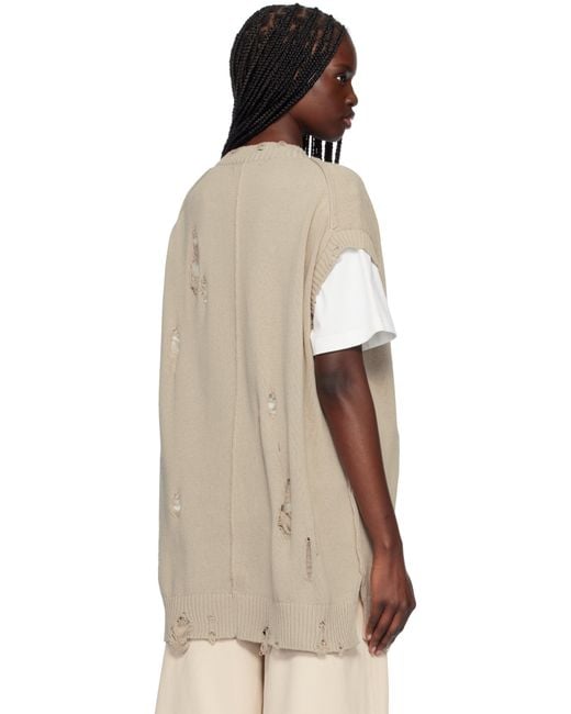 Yohji Yamamoto Multicolor Taupe 7G2P Jersey V Neck Vest