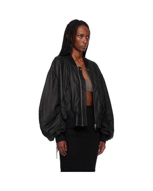 Rick Owens Black Temple Secchia Flight Leather Jacket