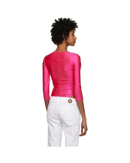 Versace Jeans Couture Red Pink Patch Bodysuit