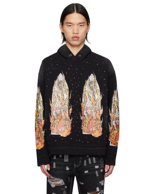 Who Decides War Black Flame Glass Hoodie for men