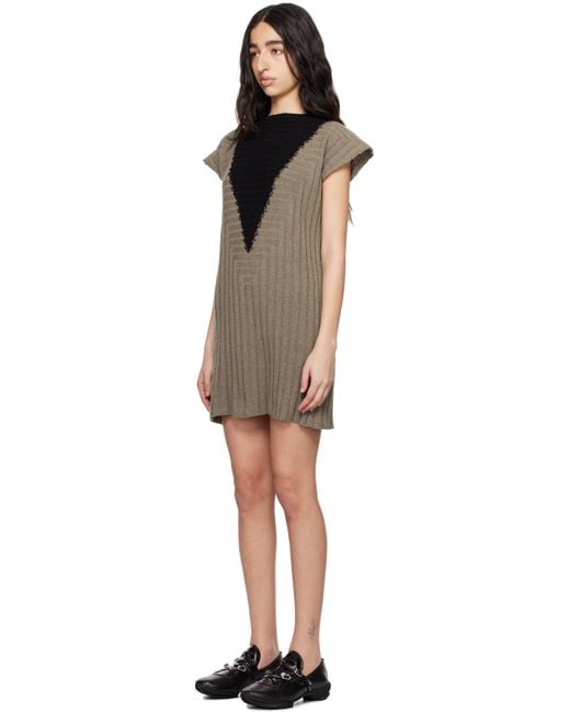 Kiko Kostadinov ブラウン＆ブラック Dakota Vest ミニワンピース Black