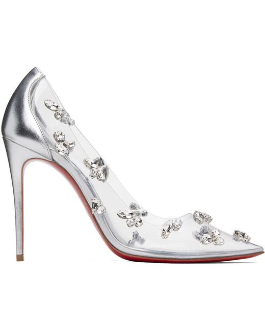 Christian Louboutin White Silver Degraqueen 100 Heels