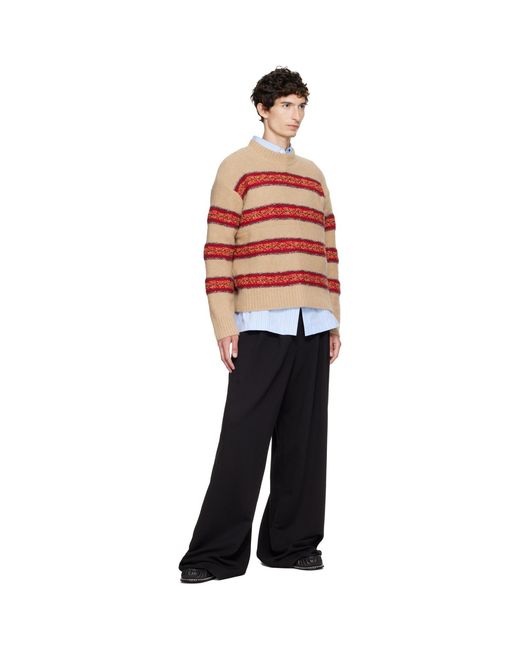 Dries Van Noten Red Jacquard Wool Sweater for men