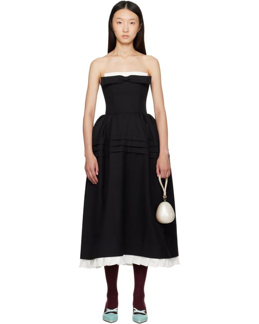ShuShu/Tong Black Tuck Flower Bud Midi Dress