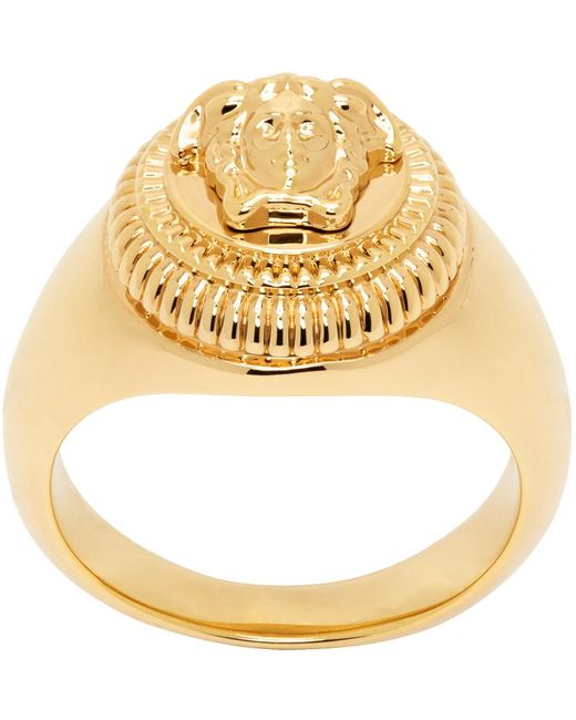 Versace Metallic Gold Medusa biggie Ring for men