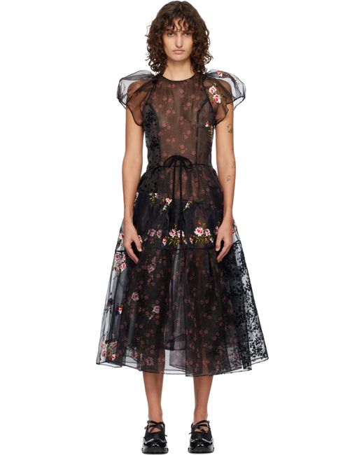 Simone Rocha レディース ブラック Flounce シアー パフスリーブ