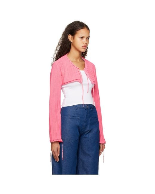 OPEN YY Pink Drawstring Cardigan