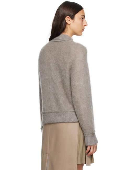Sacai Brown Gray Offset Zip Sweater