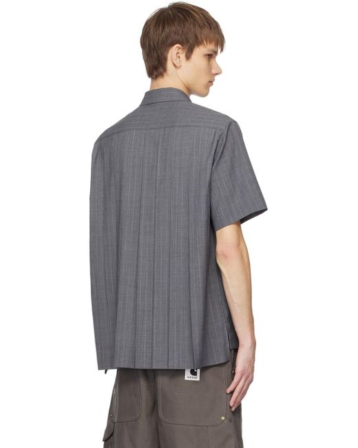 Chemise grise à rayures Sacai pour homme en coloris Gray