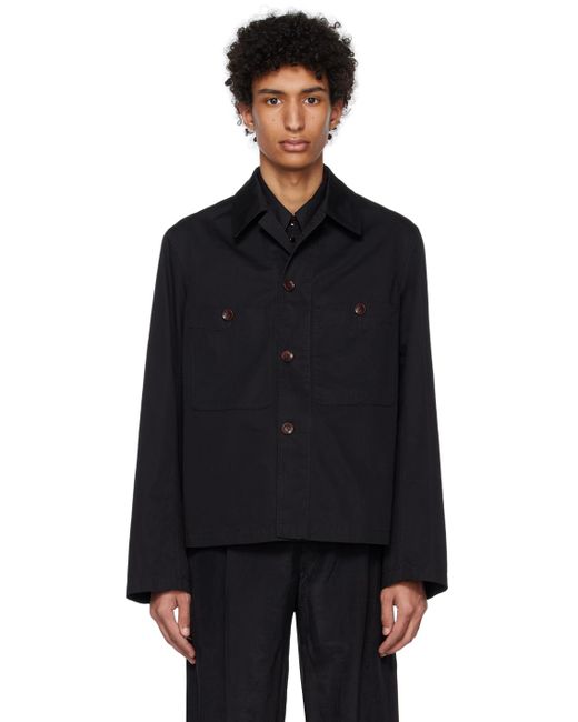 Lemaire Black Convertible Collar Jacket for men