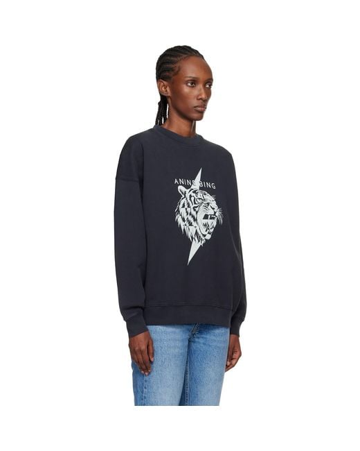 Anine Bing Blue Miles Tiger Sweatshirt