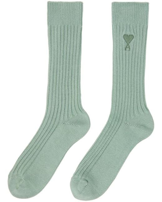 AMI Green Ami De Cœur Socks for men