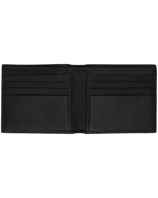 Boss Black Matte Leather Emed Logo Wallet for men