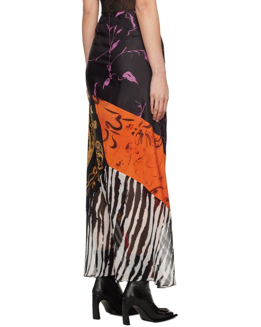 MARINE SERRE Black Multicolor Regenerated Scarves Maxi Skirt