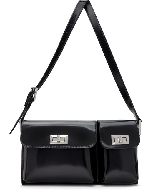 By Far Black Billy Semi Patent Leather Bag