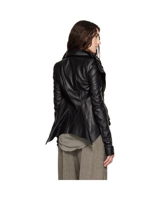 Rick Owens Black Tower Naska Biker Leather Jacket