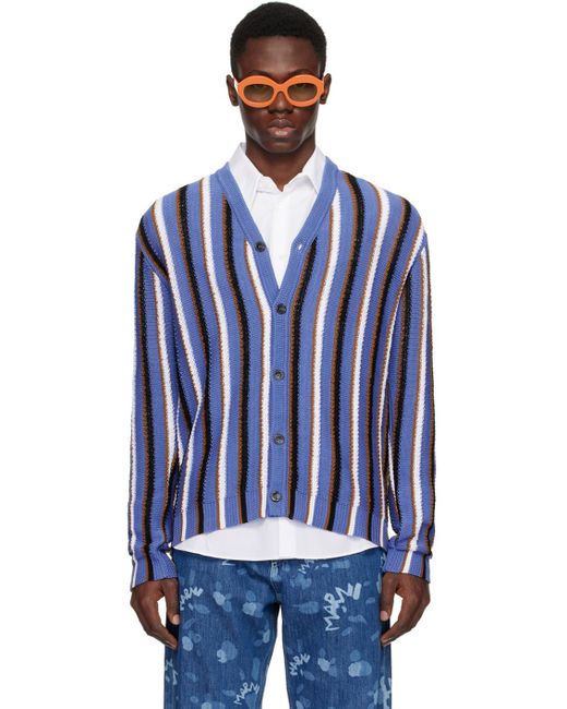 Cardigan bleu et blanc à rayures Marni pour homme en coloris Blue