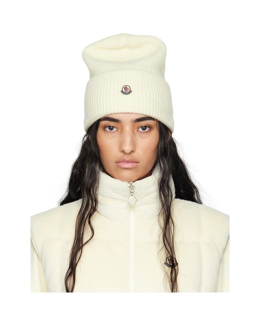 Moncler White Off- Wool Beanie