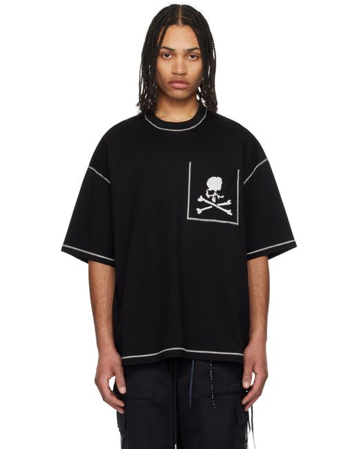Mastermind Japan Black Boxy Cross-Stitch T-Shirt for men