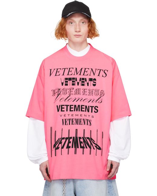Vetements Multi Logo T-Shirt in Pink for Men | Lyst